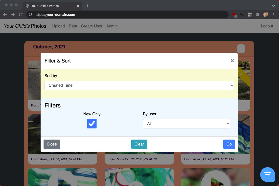 Photo Dashboard Filter Sort
